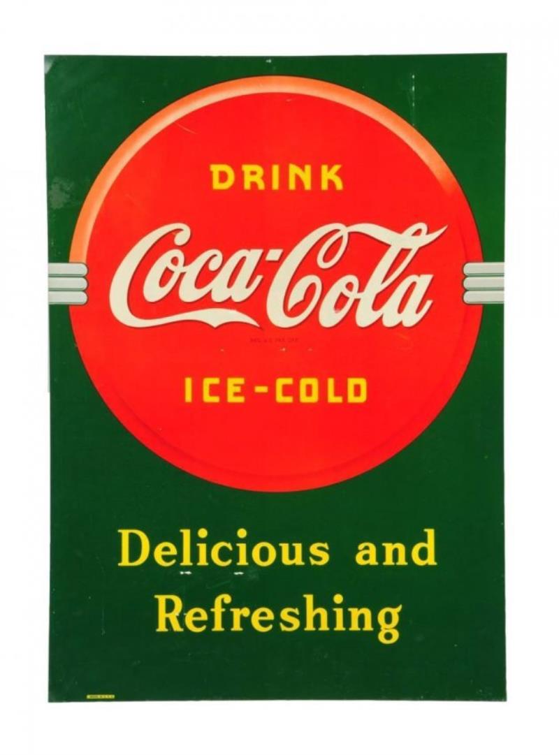 Early 1940's Coca - Cola Tin Sidewalk Sign