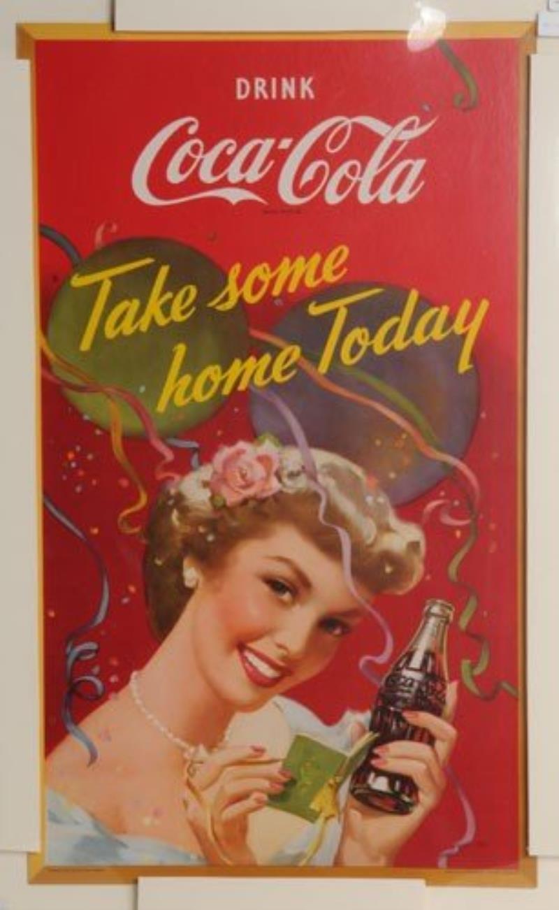 1950 Two Sided Small Coca - Cola Poster Value & Price Guide