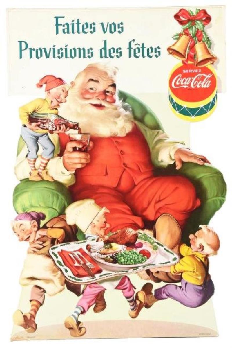 French Coca-Cola Santa Diecut Easel Back Sign