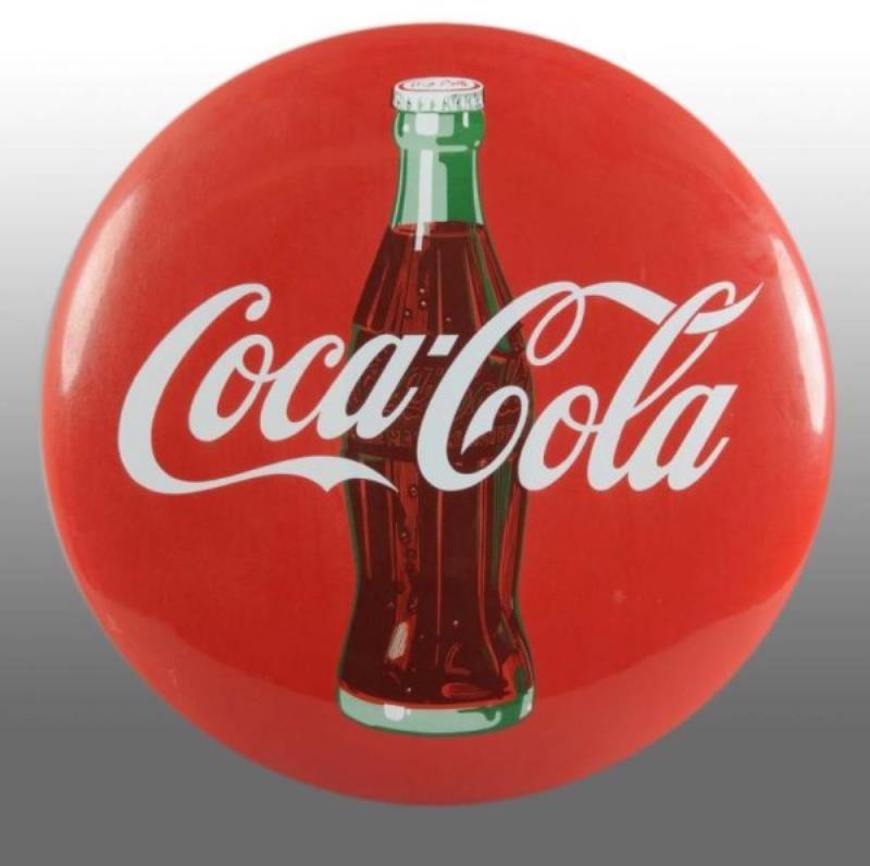 Porcelain Coca-Cola Button with Bottle