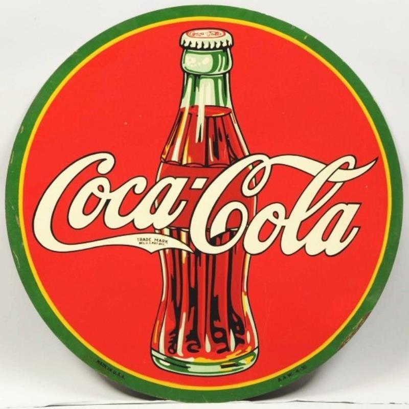 1936 Coca-Cola Tin Bottle Sign