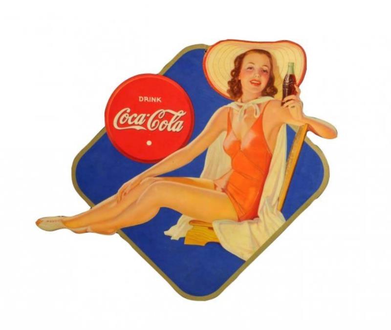 1940 Coca-Cola Diecut Cardboard Sign