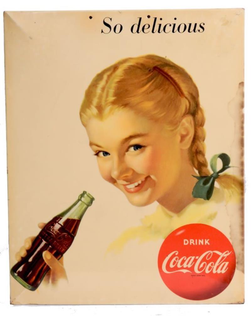 1940'S TO 1950'S COCA-COLA CELLULOID SIGN