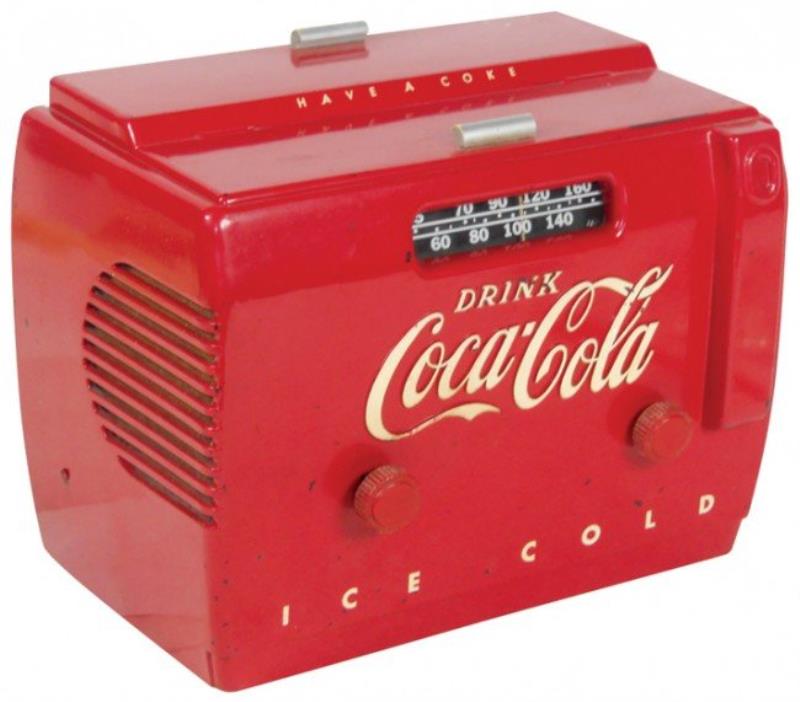 Coca-Cola radio, cooler style, c.1950's, VG orig w