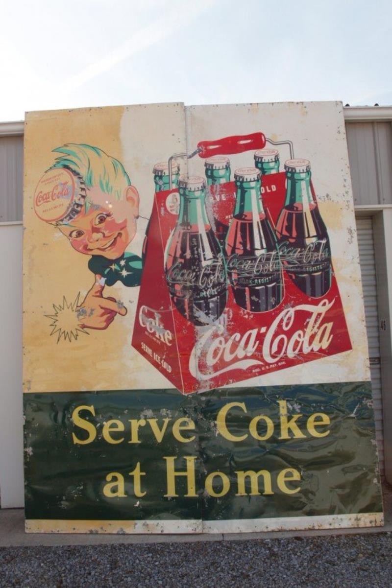 Coca Cola large building tin sign, AM12-48, 94"w x