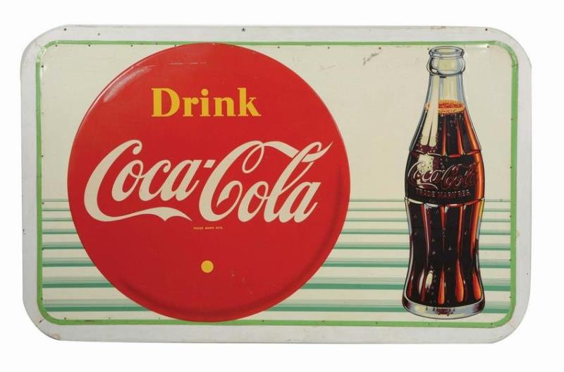 LARGE SELF-FRAMED TIN COCA-COLA SIGN