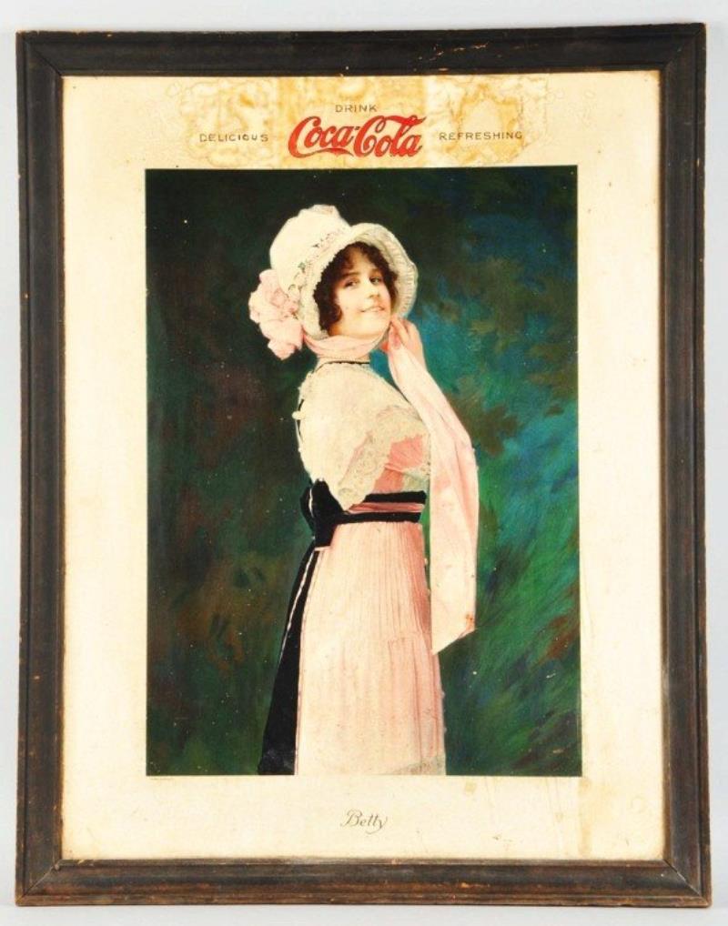 1914 Cardboard Coca-Cola Betty Sign in Frame
