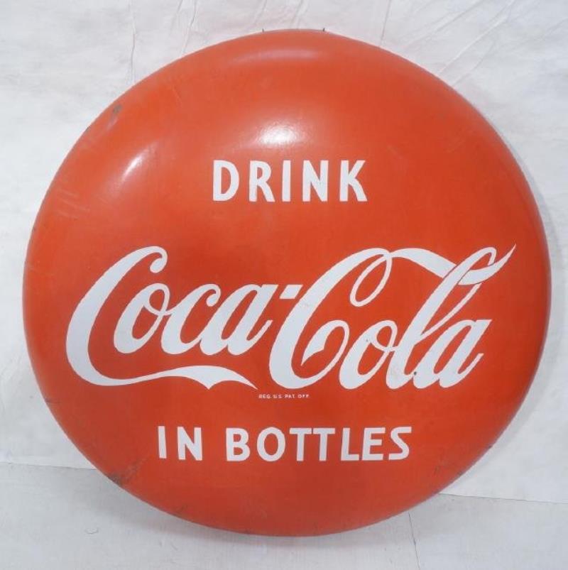Large 48 inch Coca-Cola Enamel Advertising Sign.