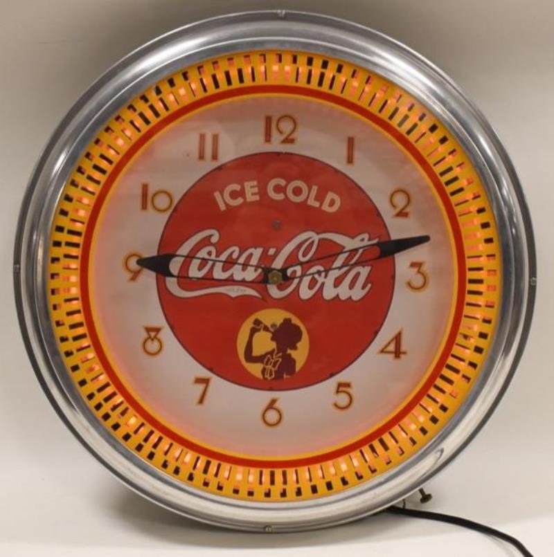 Contemporary Coca-Cola Neon Spinner Adv Clock