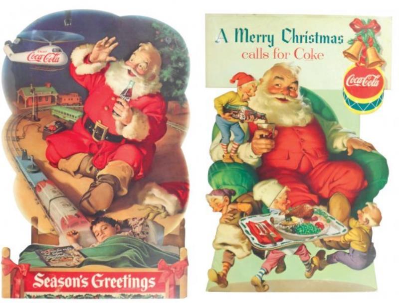 Coca-Cola Christmas Santa diecut cdbd signs (3), 1960