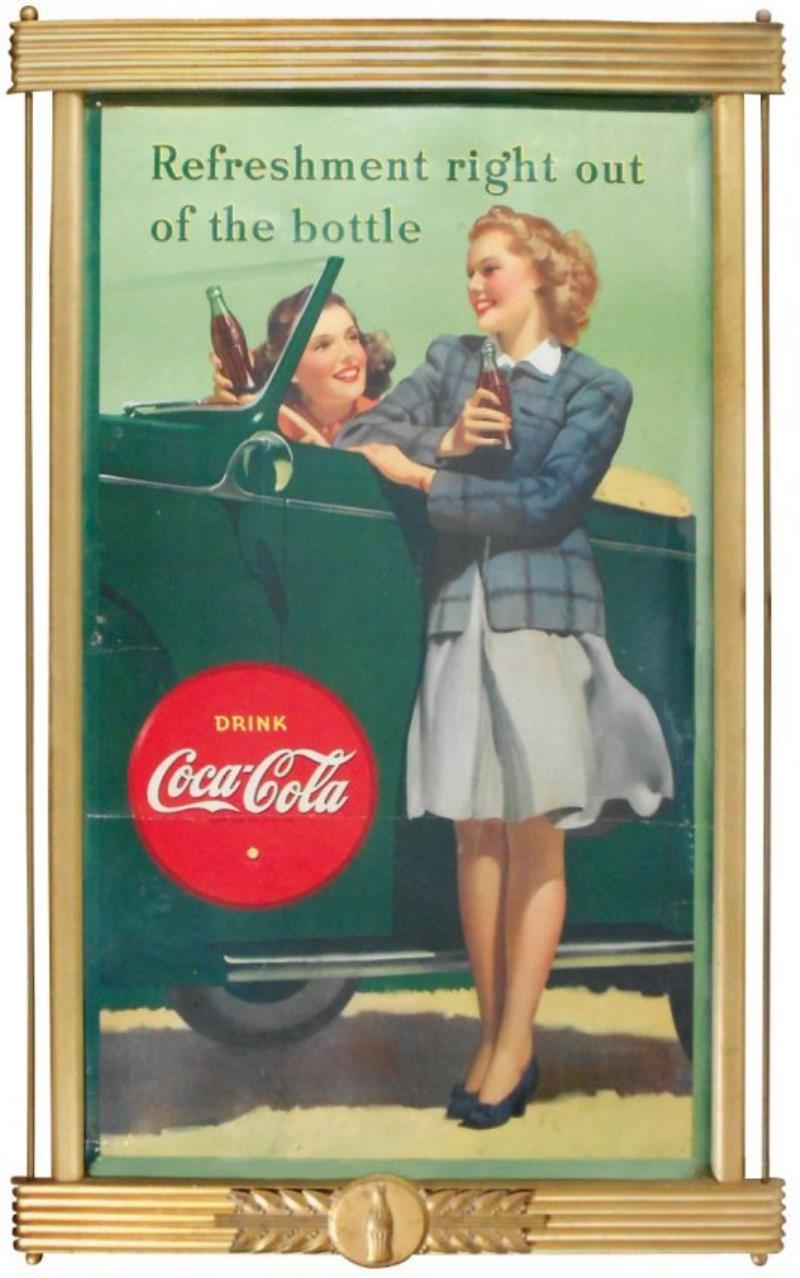 Coca-Cola sign, "Refreshment right out of the bottle",