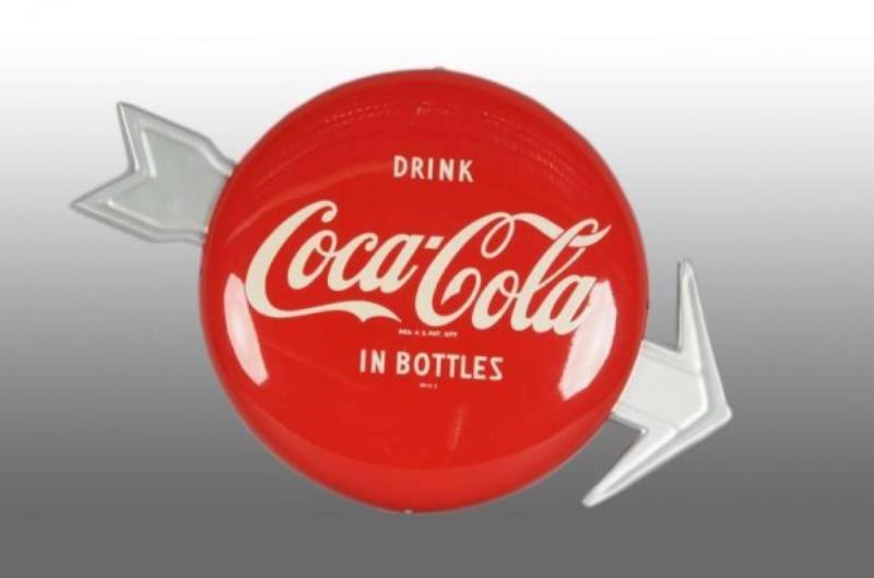 Tin Coca-Cola Button with Arrow.