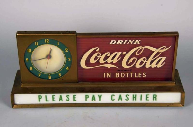 Coca Cola Light Up Countertop Sign & Clock