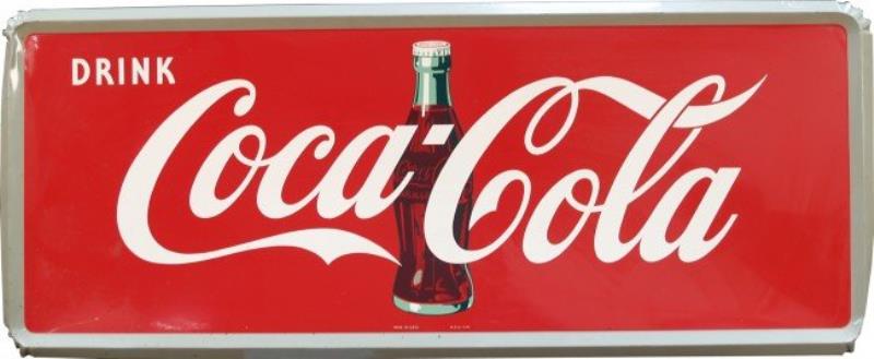 Large "Drink Coca Cola" Stamped Frame Tin Sign c1
