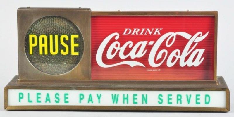 Coca-Cola Pause Lighted Counter Sign.