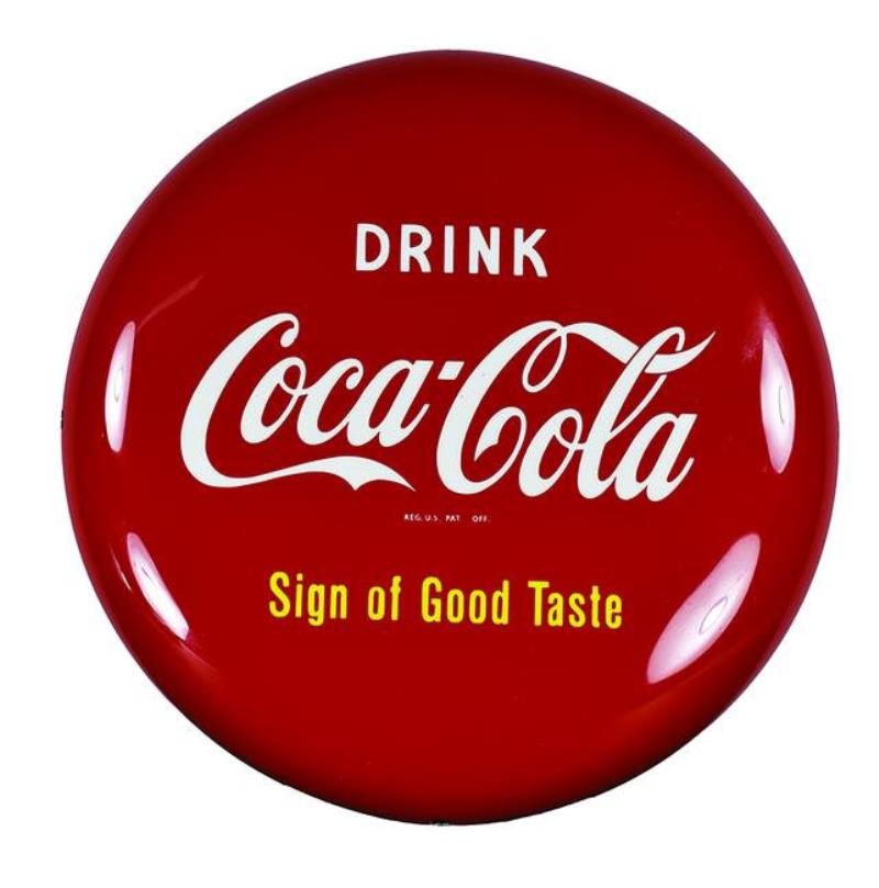 1950's Coca Cola Button Tin Sign