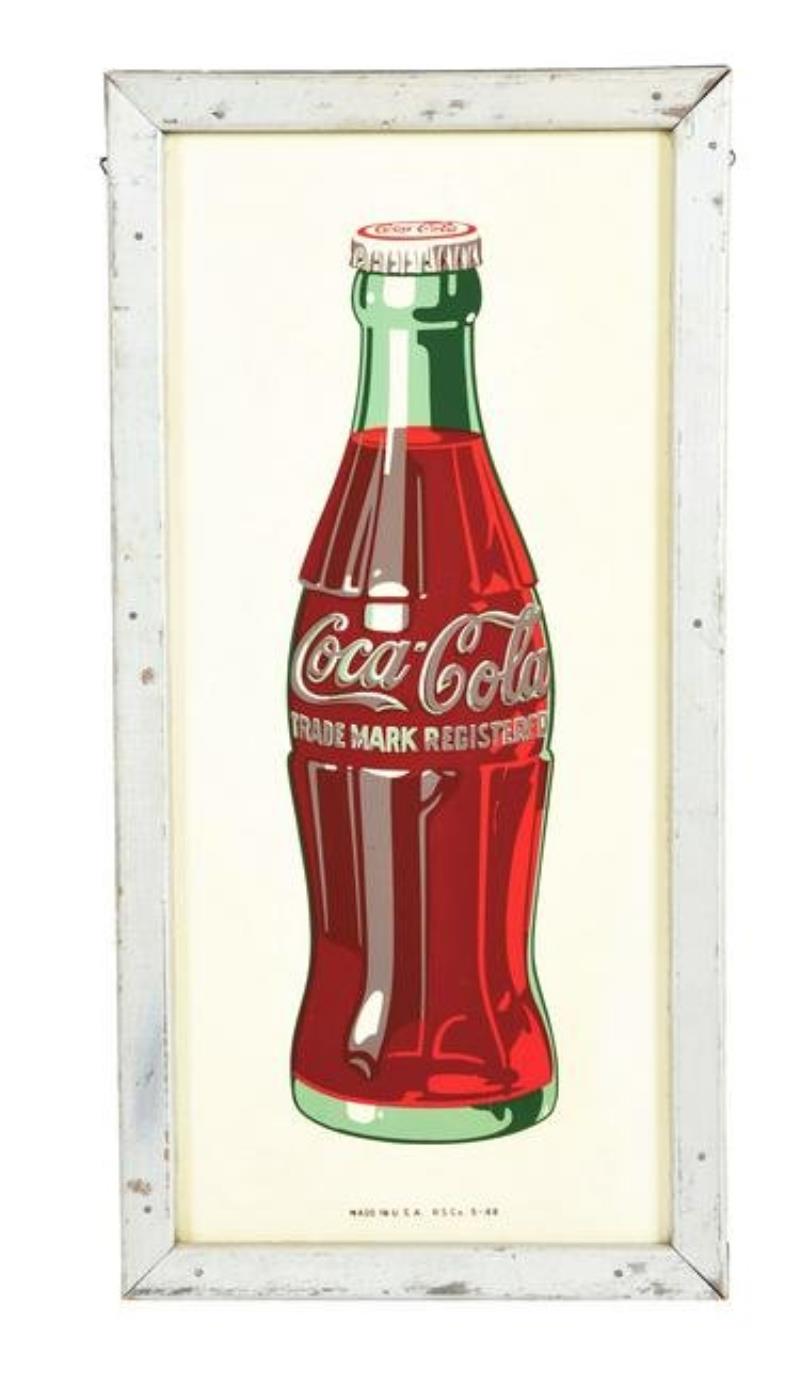 ORIGINAL FRAMED COCA-COLA BOTTLE SIGN FROM 1948.