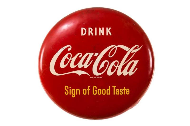 Drink Coca Cola Sign Of Good Taste Yellow Button
