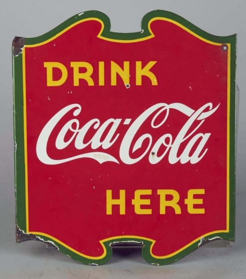 Drink Coca Cola Here Porcelain Flange Sign