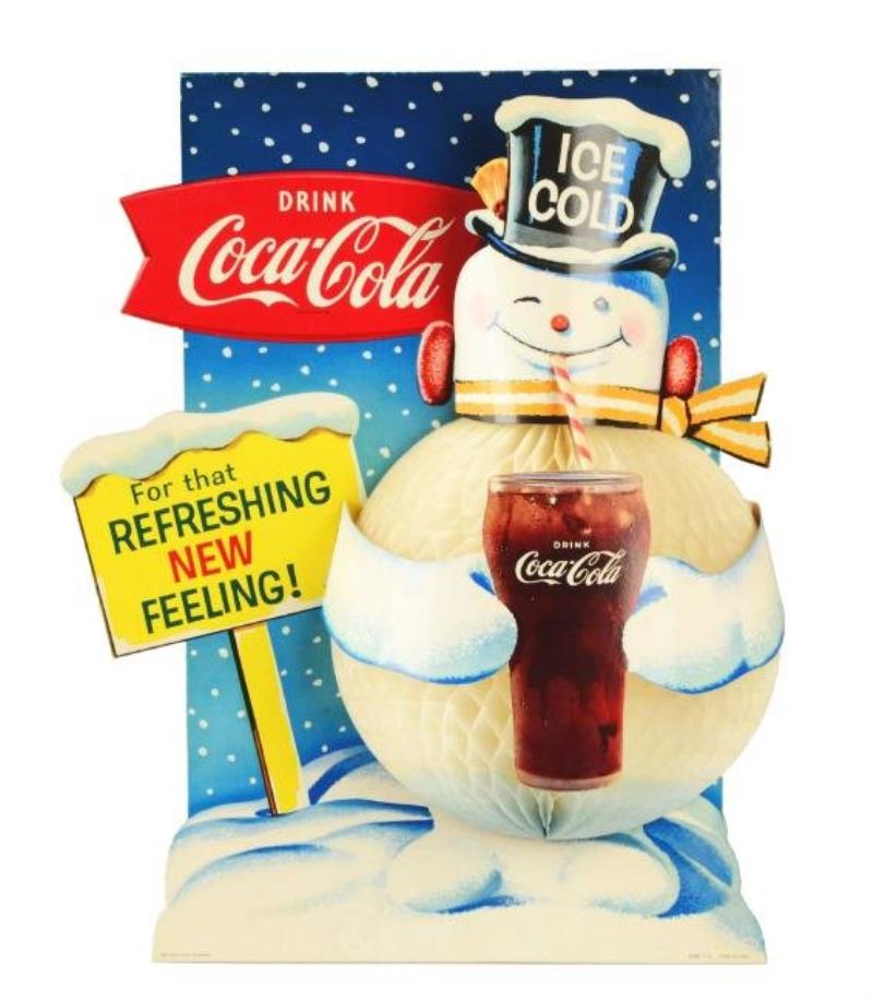 1960’s Coca-Cola Cardboard Dimensional Snowman.