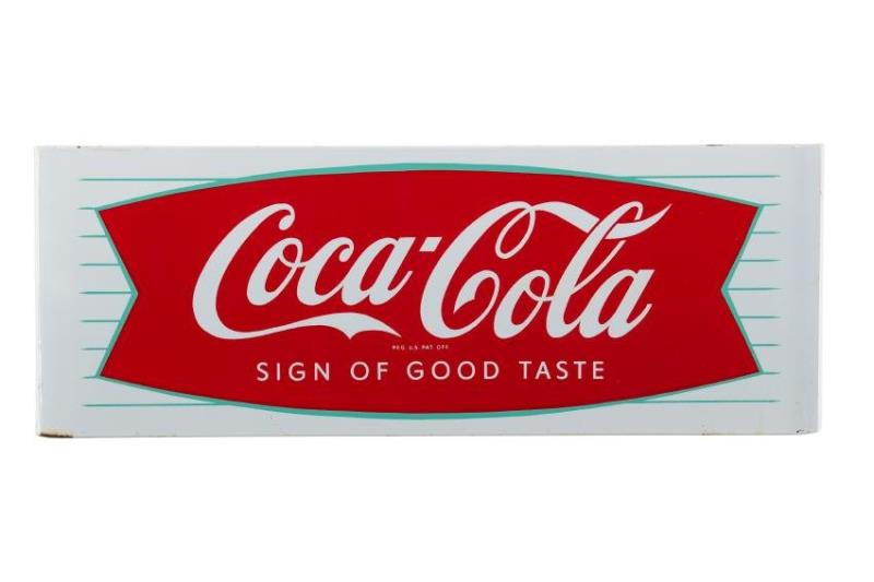 Coca Cola Fishtail Porcelain Sled Sign