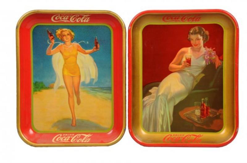 1936 & 1937 Coca - Cola Adv Trays
