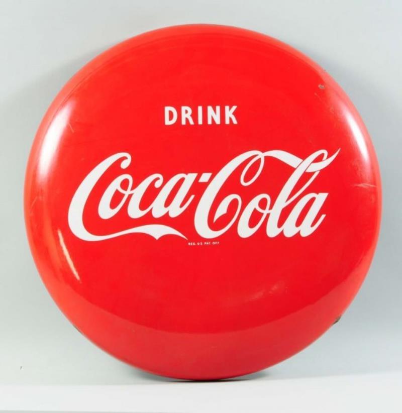 Porcelain Drink Coca-Cola Button Sign.