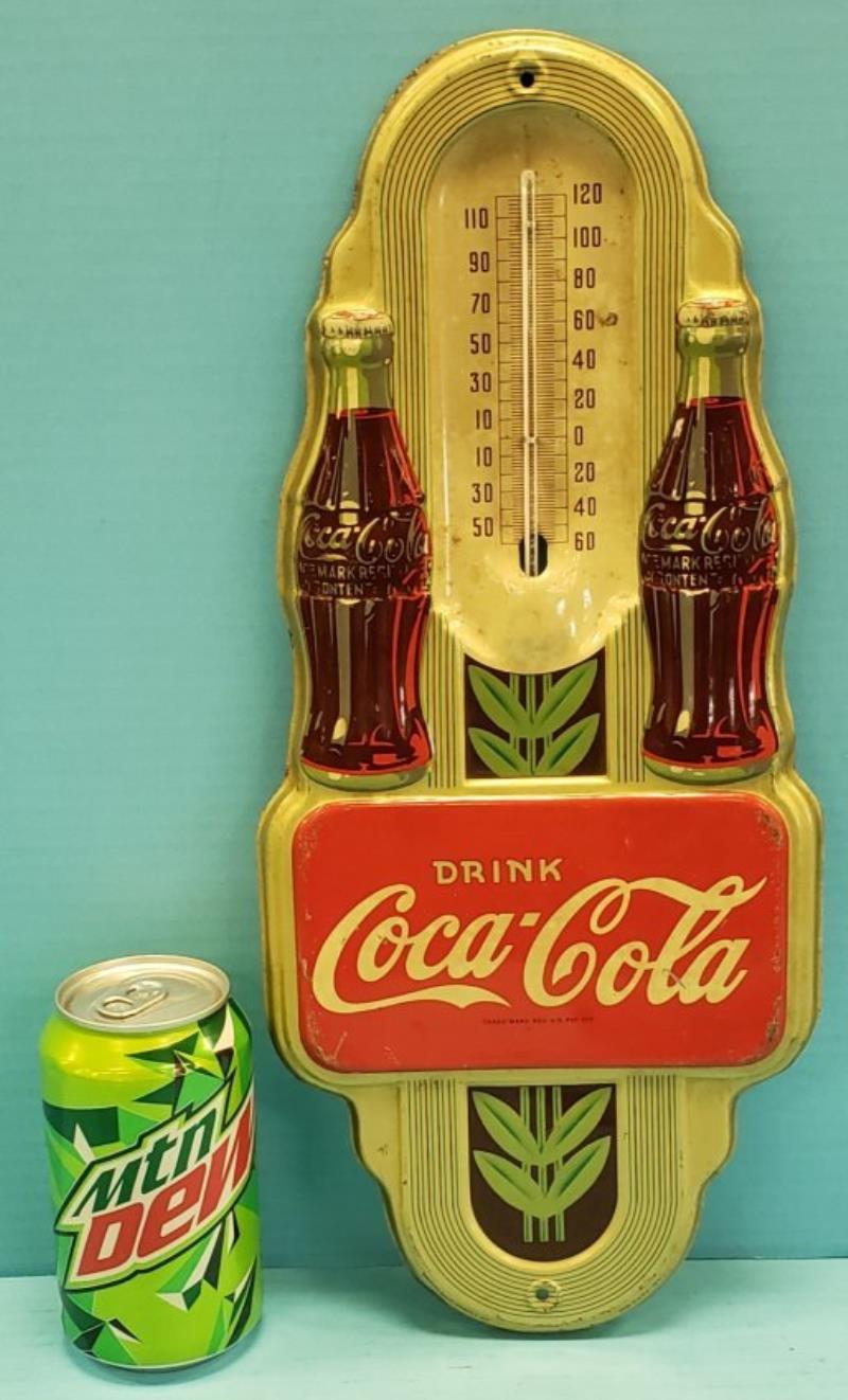 1941 Coca Cola Double Bottle Thermometer