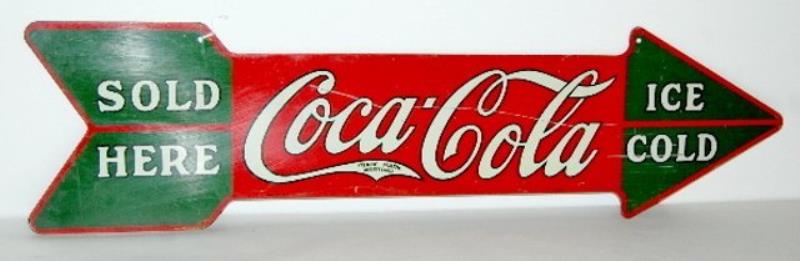 1927-29 Die Cut "Coca Cola" Arrow Sign