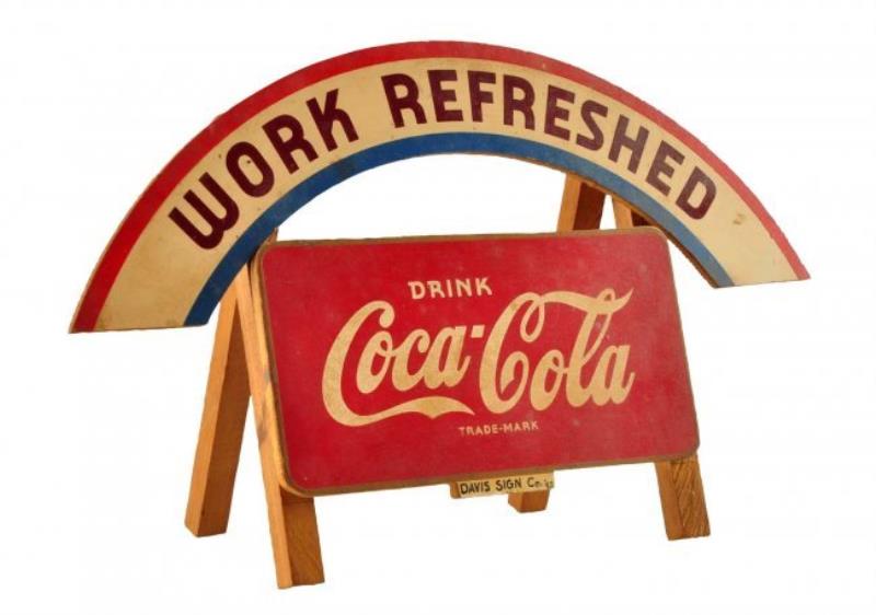 Unique 1940's Coca - Cola Plywood Sign.