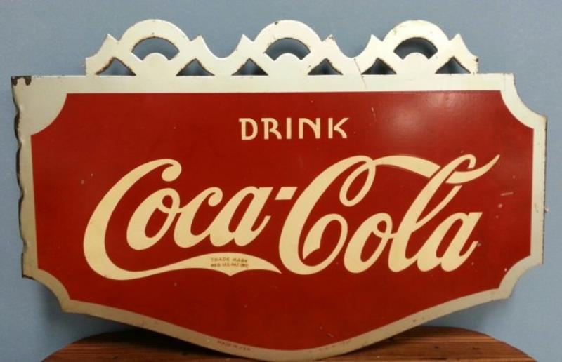 1937 Coca Cola flange soda pop advertising sign