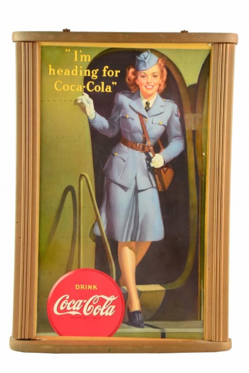 1942 Coca-Cola Service Girl Cardboard Sign.