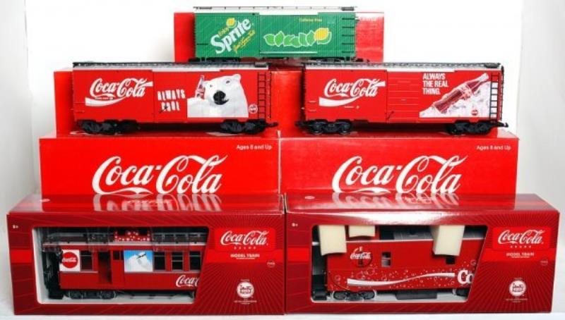 Seven LGB G scale Coca-Cola Coke Sprite cars