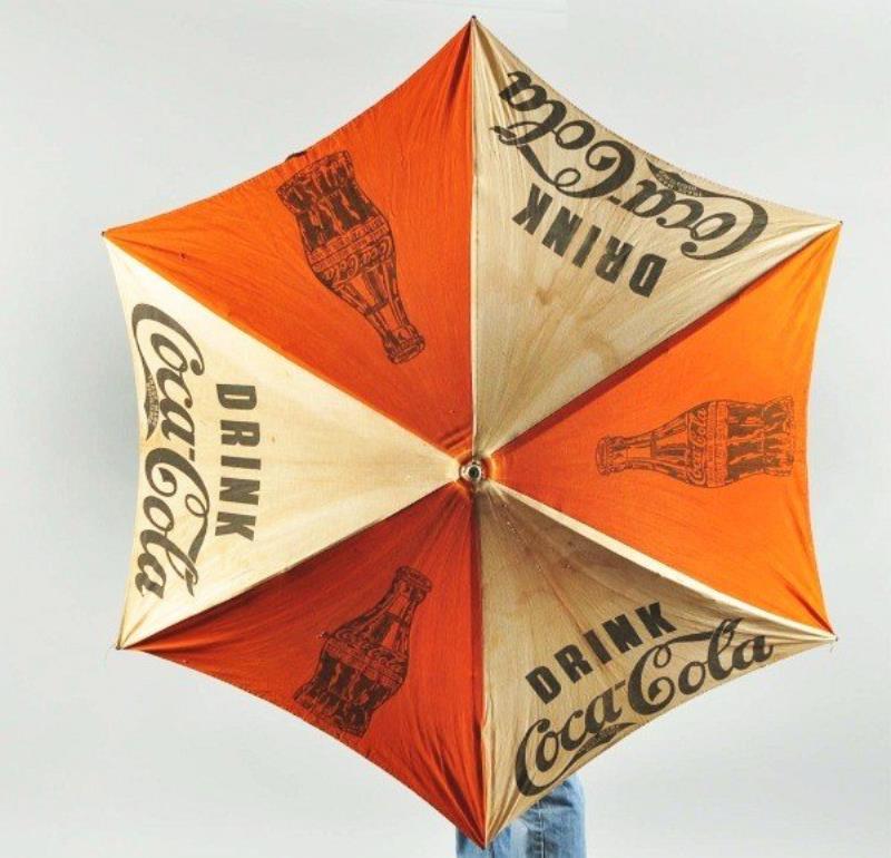 1920s Metal and Canvas Coca-Cola Umbrella