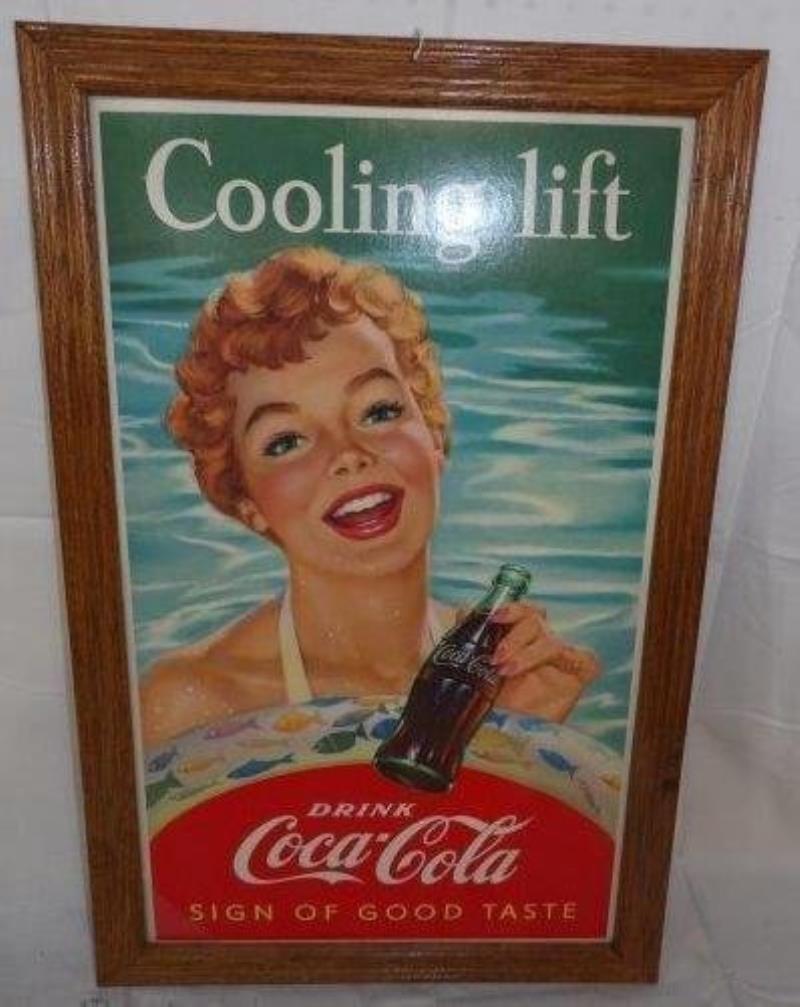 1958 Coca-Cola cardboard poster