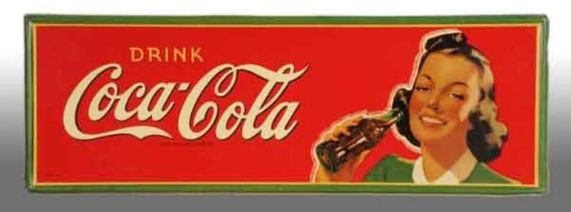 Tin Coca-Cola Sign with Girl on Right with Bottle