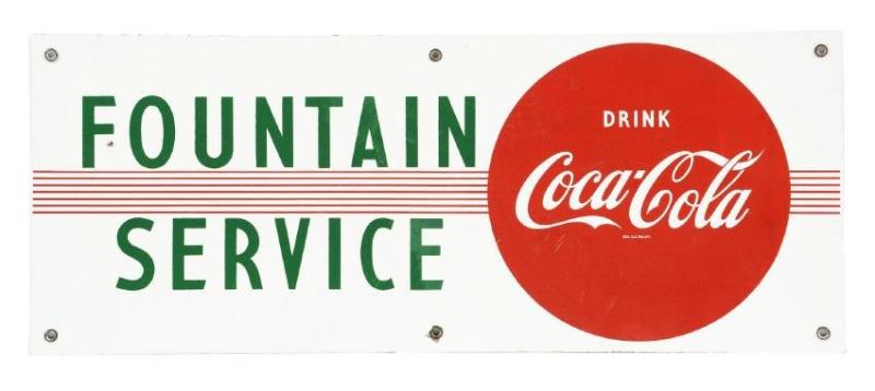 Coca-Cola Fountain Service Porcelain Sign.