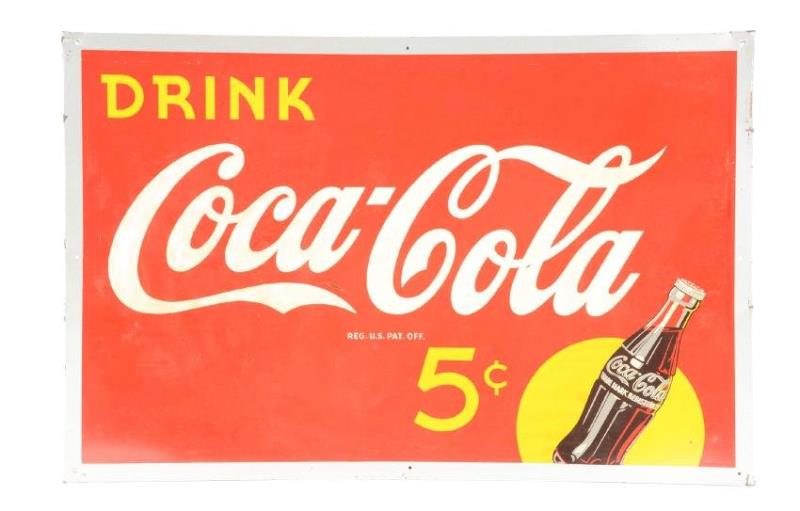 Tin Coca-Cola 5¢ Advertising Sign