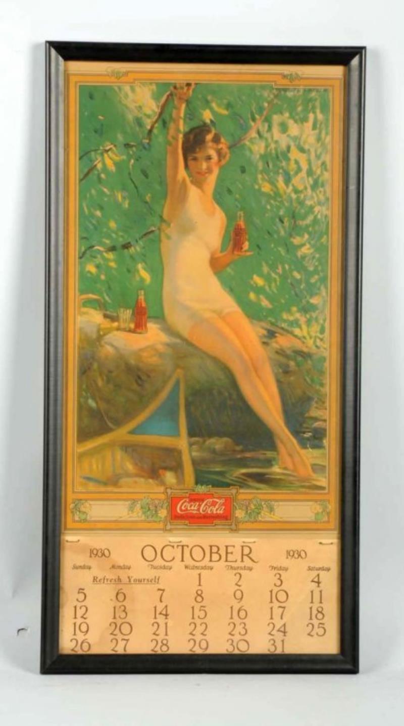 Framed 1930 Coca-Cola Calendar.