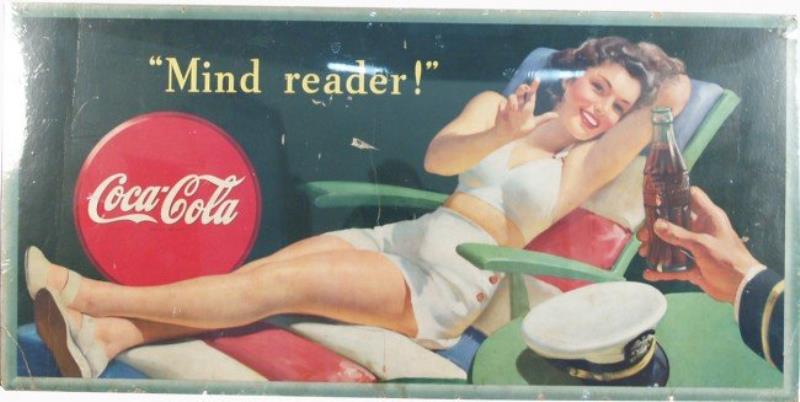 Large Coca Cola Cardboard Lithograph Sign