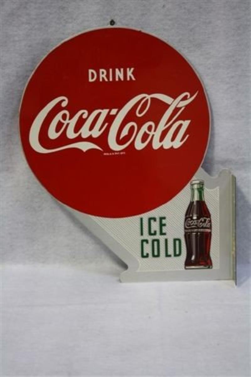 Drink Coca-Cola "Ice Cold" with bottle logo, tin d