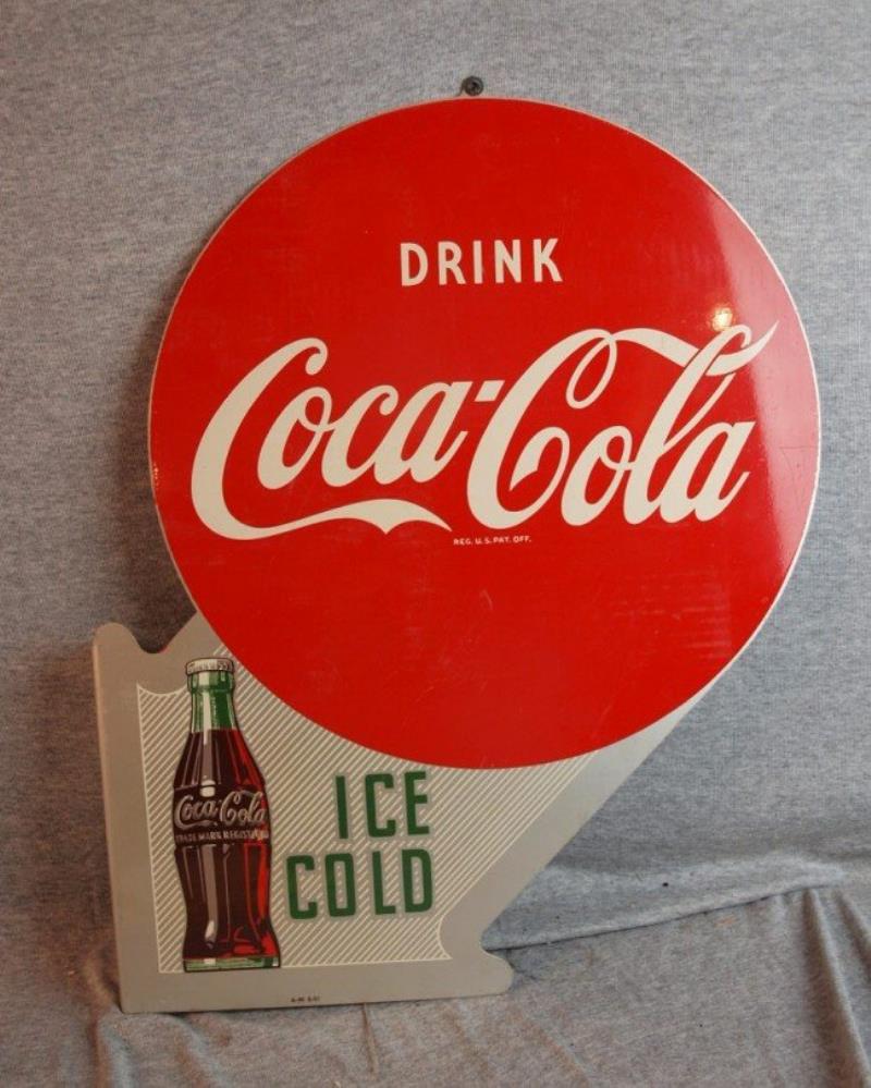 Coca Cola rare metal 2 sided flange sign, A-M-8-51