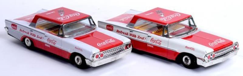2 COCA-COLA 1960'S FORD FRICTION CARS