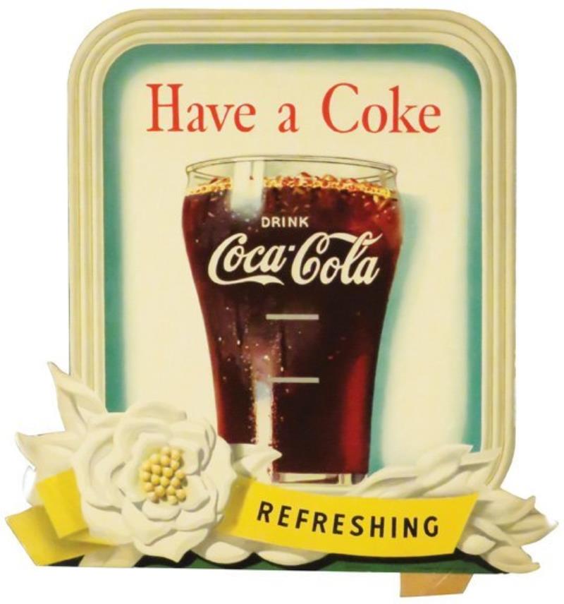 1949 Coca Cola Die Cut Cardboard Sign