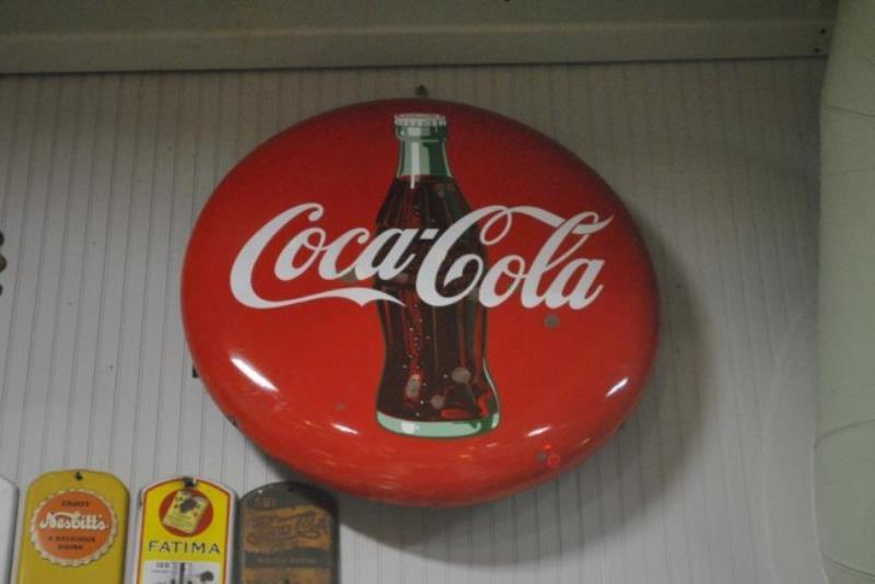 Coca Cola Button Sign-Porcelain 36" round
