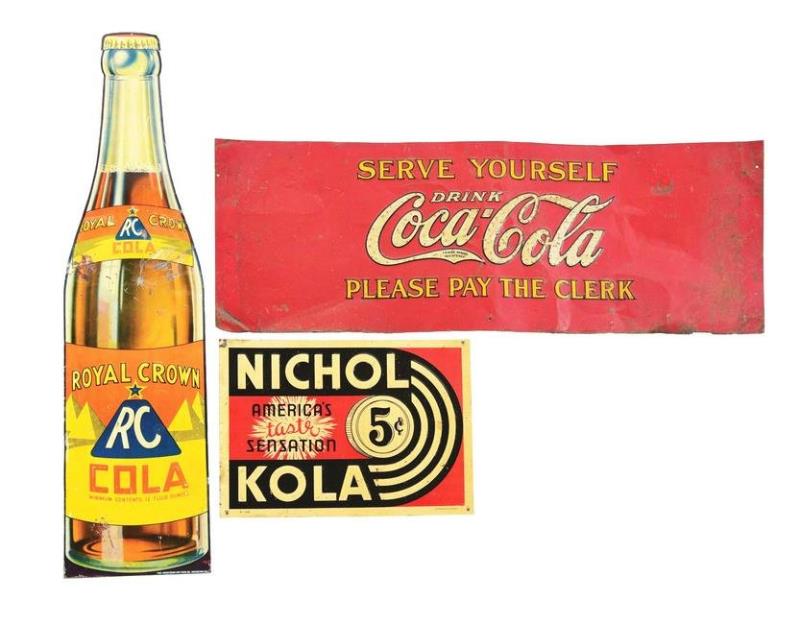 TIN SOFT DRINK SIGNS.