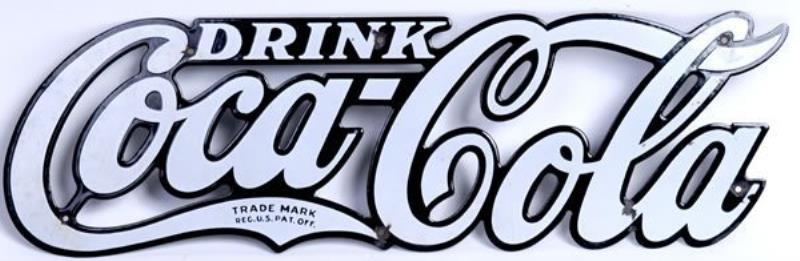1930S COCA-COLA PORCELAIN CUTOUT SCRIPT SIGN