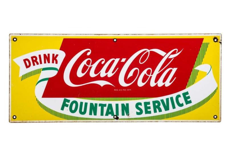 Coca Cola Fountain Service Porcelain Sign