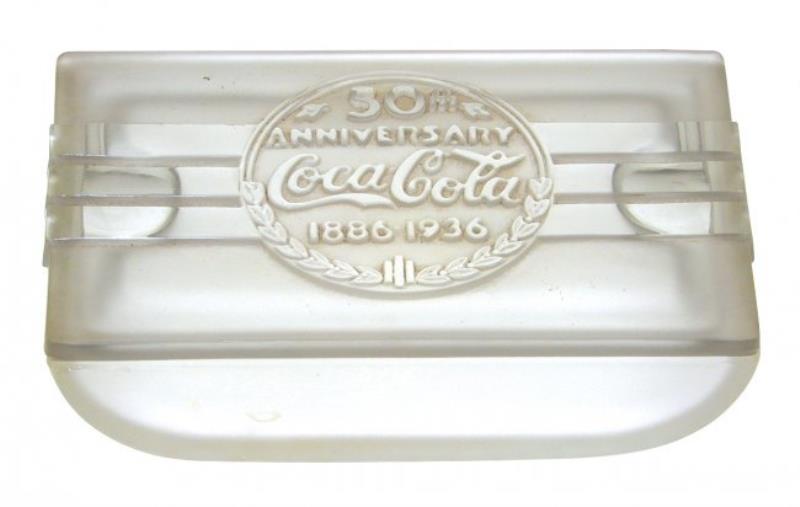 Coca-Cola Cigarette Box, frosted glass "50th