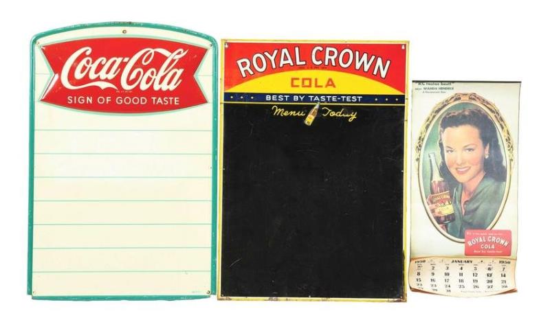 SOFT DRINK MENU BOARDS AND CALENDAR.